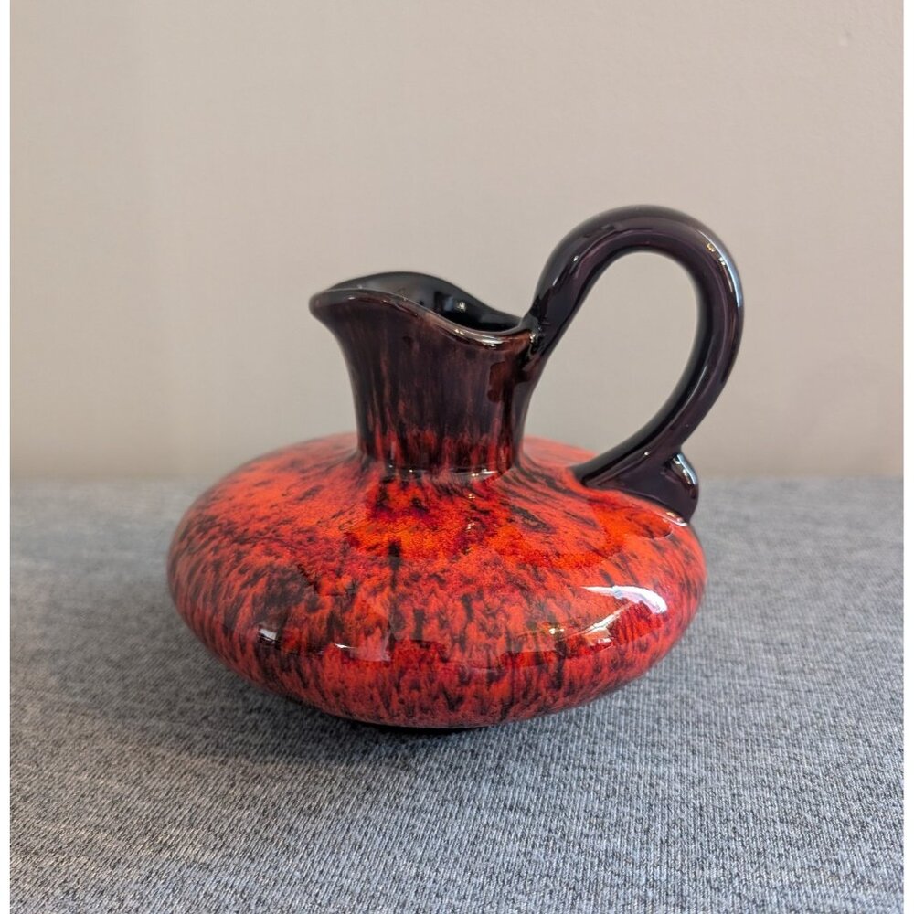 Canuck Pottery Orange Drip Glaze Jug, Evangeline Series